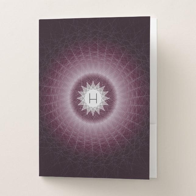 Deep Purple Cool Geometric Monogram Design Pocket Folder (Front)