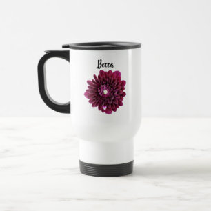 Deep Purple Dahlia Flower Personalized Travel Mug