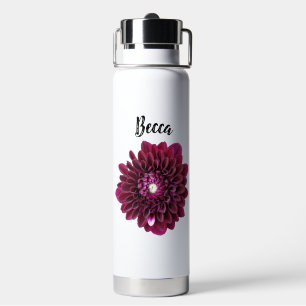 Deep Purple Dahlia Flower Personalized Water Bottle