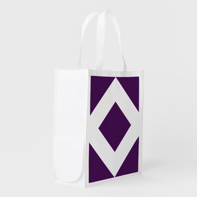 Deep Purple Diamond, Bold White Border Grocery Bag (Front Side)