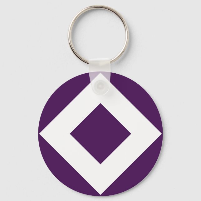 Deep Purple Diamond, Bold White Border Keychain (Front)