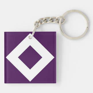 Deep Purple Diamond, Bold White Border Keychain