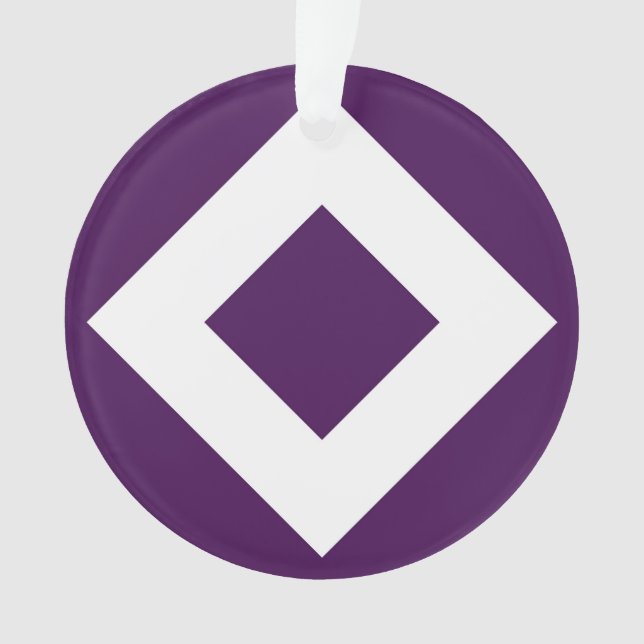 Deep Purple Diamond, Bold White Border Ornament (Front)