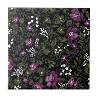 Deep Purple Floral Ceramic Tile