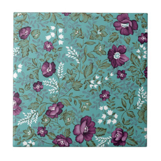 Deep Purple Floral Ceramic Tile