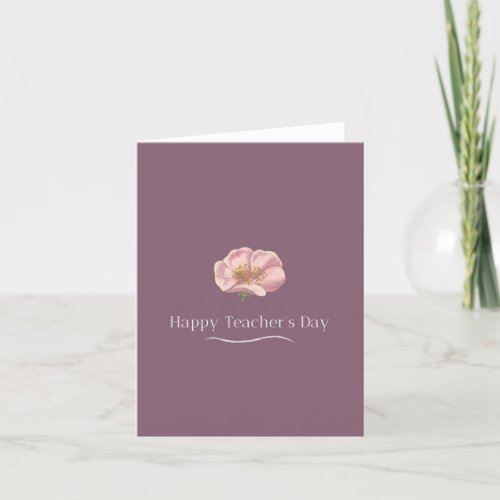 Deep Purple Floral Minimalist Happy Teachers Day Thank You Card