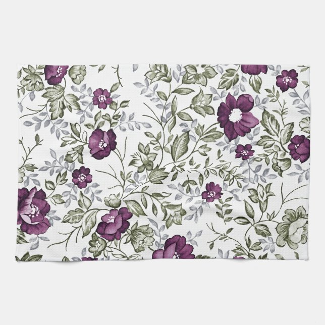 Deep Purple Floral Towel (Horizontal)