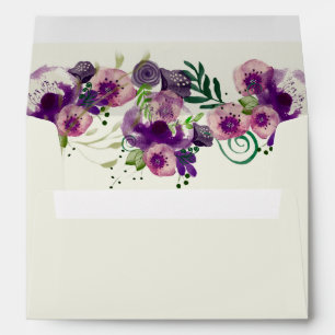 Deep Purple Flowers Wedding Invitations Lined Envelope