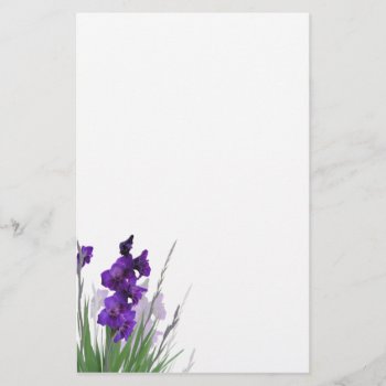 Deep Purple Gladiolas Stationery by PrettyPapers at Zazzle