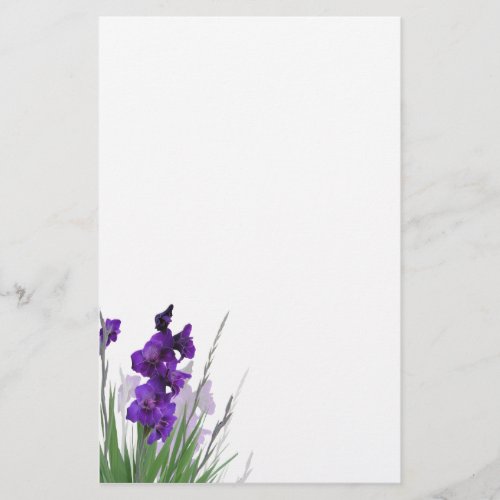 Deep Purple Gladiolas Stationery