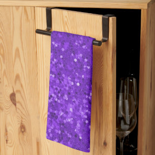 Deep Purple Glam Faux Glitter Pattern Kitchen Towel