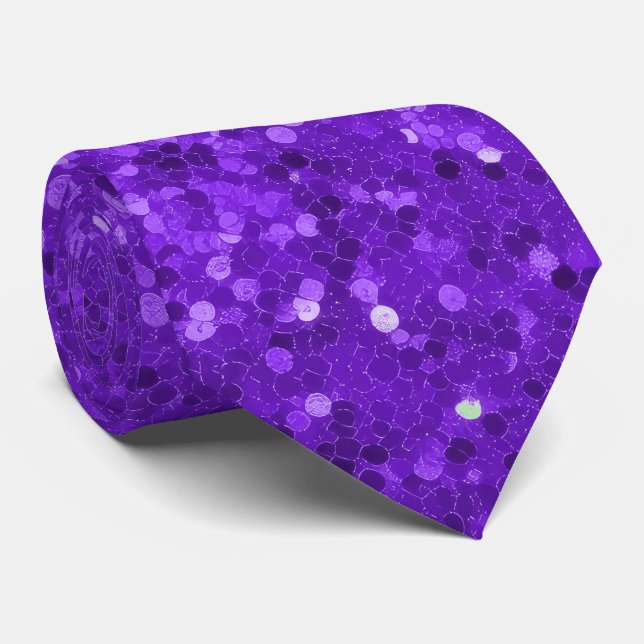 Deep Purple Glam Faux Glitter Pattern Neck Tie (Rolled)