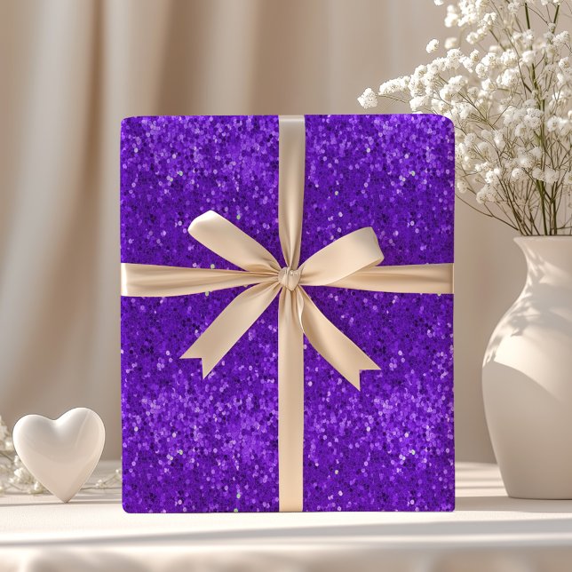Deep Purple Glam Faux Glitter Pattern Wrapping Paper (Creator Uploaded)