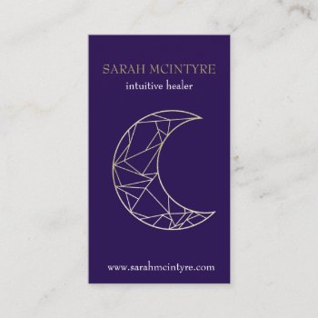 Deep Purple Gold Celestial Moon Psychic Healer Calling Card by colourfuldesigns at Zazzle