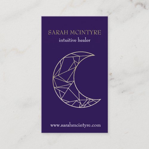 Deep Purple Gold Celestial Moon Psychic Healer Calling Card