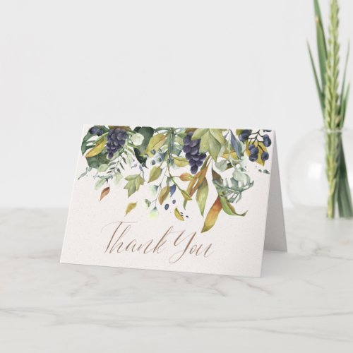 Deep Purple Grape Garland Chic Thank You Card