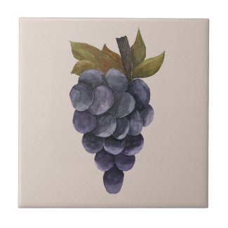 Deep Purple Grapes on Taupe Ceramic Tile