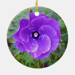 Deep Purple Hibiscus Flower, Ceramic Ornament