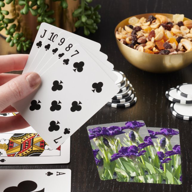 Deep Purple Irises Floral Poker Cards (In Situ)