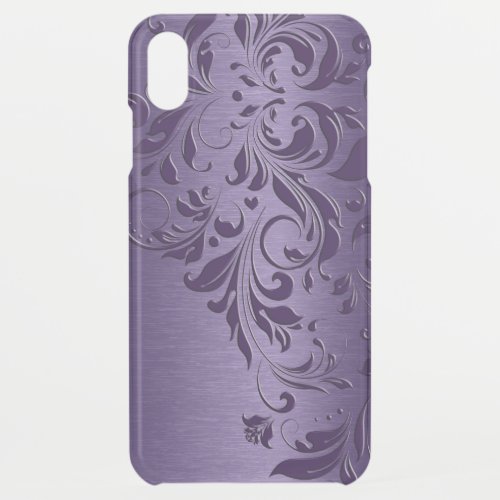 Deep_purple lace and metallic background iPhone XS max case