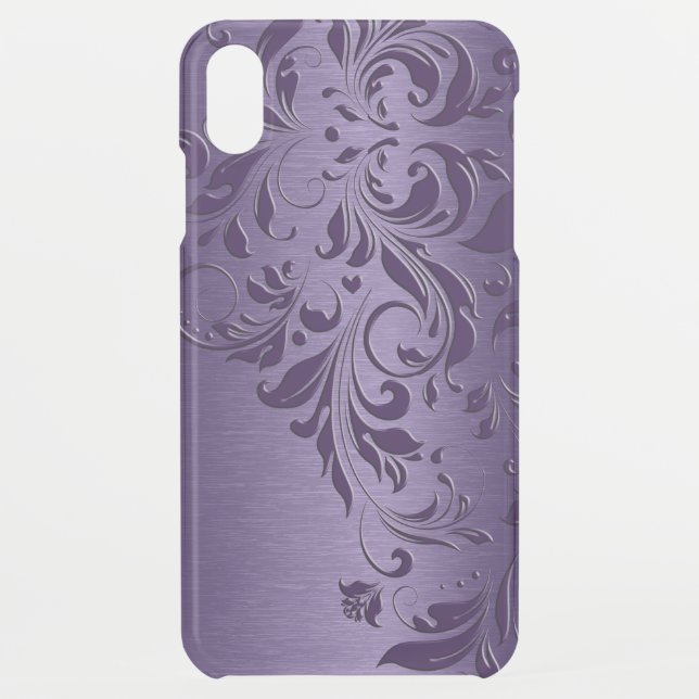 Deep-purple lace and metallic background uncommon iPhone case (Back)