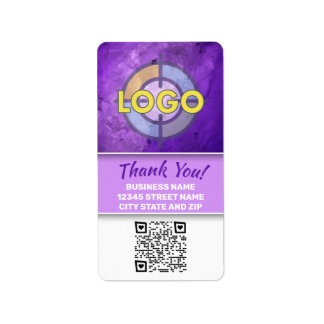 Deep Purple Lavender Marble Label Logo QR Code