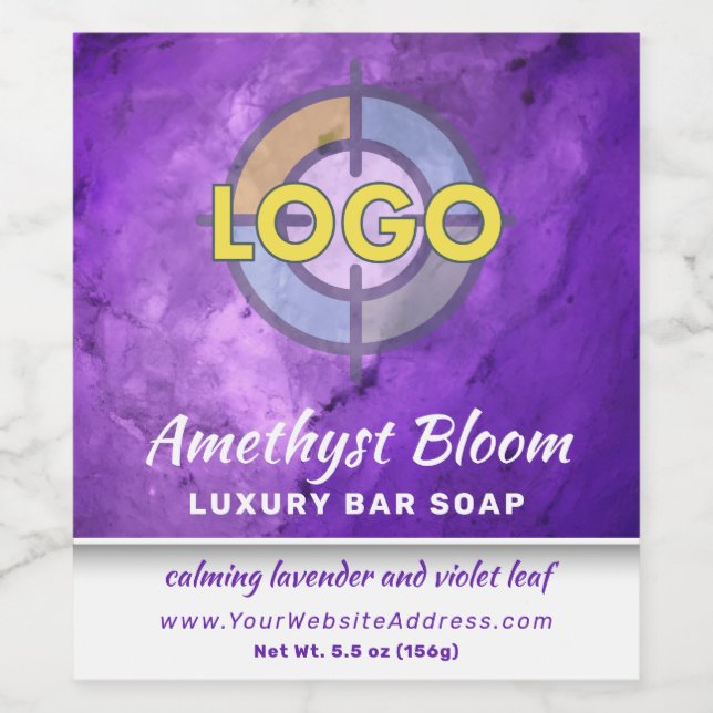 Deep Purple Lavender Marble Product Label Logo  (Single Label)