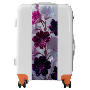Deep Purple Magenta Floral Art Travel Luggage