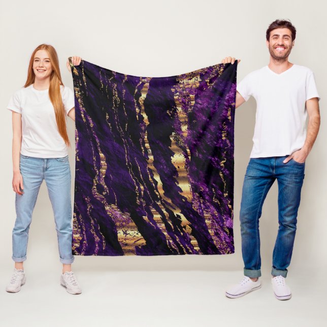 Deep Purple Marble Design Fleece Blanket (In Situ)