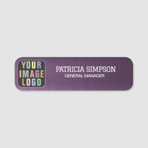 Deep Purple Metallic Brushed: Add Logo, Name Title Name Tag