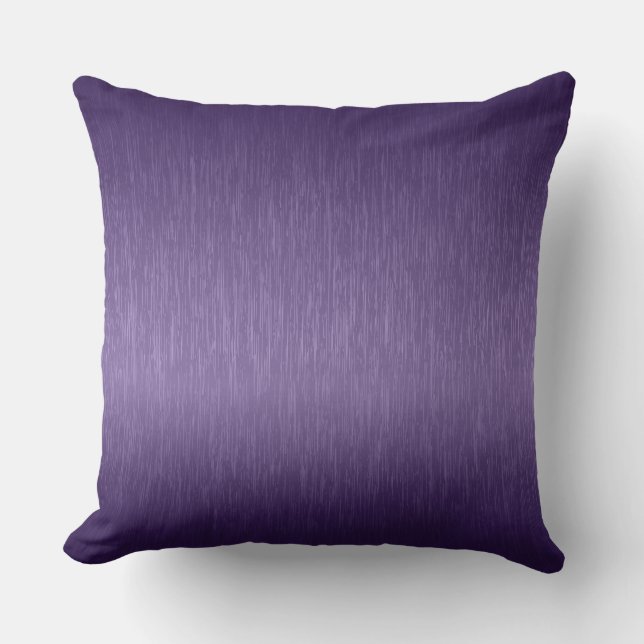 Deep Purple Metallic Brushed Aluminum Look Throw Pillow (Front)