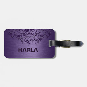 Deep Purple Metallic & Purple Lace Luggage Tag