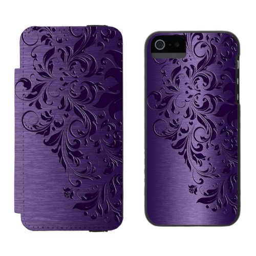 Deep Purple Metallic Texture  Dark Purple Lace Wallet Case For iPhone SE55s