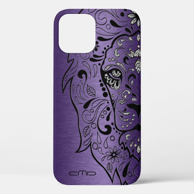 Deep Purple Metallic Texture Lion Sugar Skul Case- Case-Mate iPhone Case (Back)