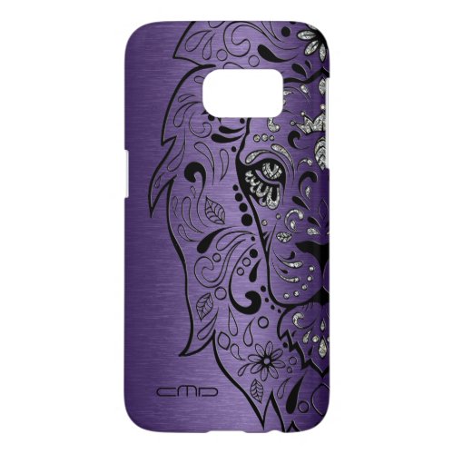 Deep Purple Metallic Texture Lion Sugar Skul Samsung Galaxy S7 Case
