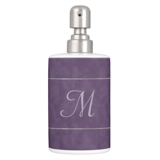Deep Purple Monogram Soap Dispenser And Toothbrush Holder (Front)