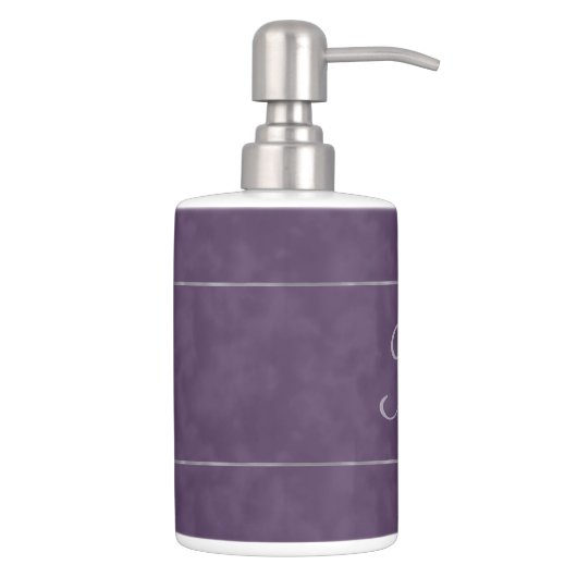 Deep Purple Monogram Soap Dispenser And Toothbrush Holder (Right)