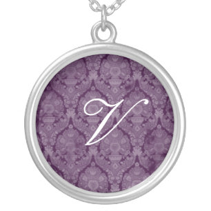 Deep Purple Monogram Sterling Silver Necklace