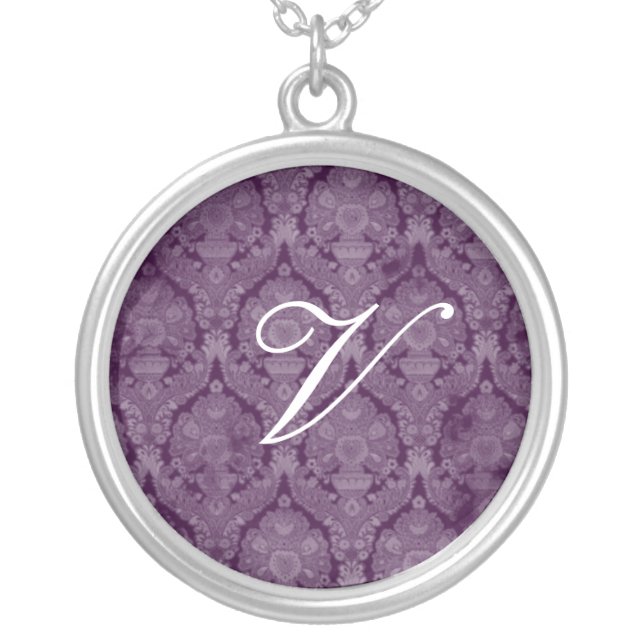 Deep Purple Monogram Sterling Silver Necklace (Front)