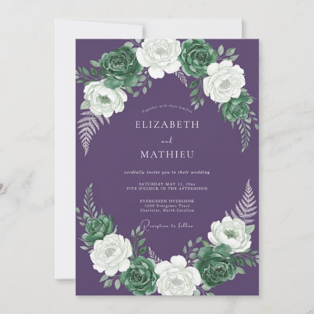 Deep Purple Moody Winter Wedding Invitation (Front)