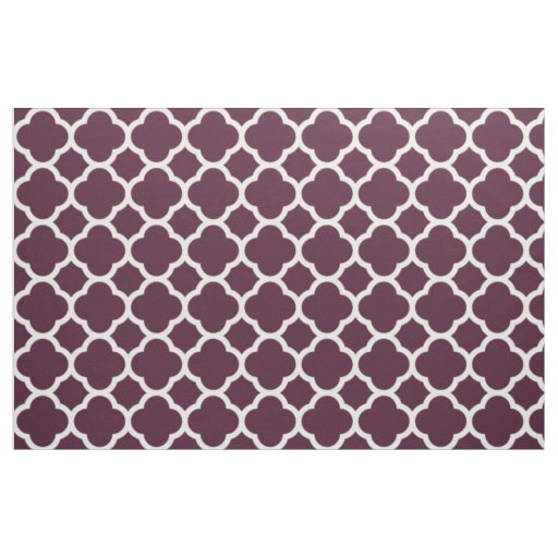 Deep Purple Moroccan lattice Quatrefoil Pattern Fabric