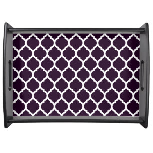 Deep Purple Moroccan Quatrefoil Pattern Serving Tray