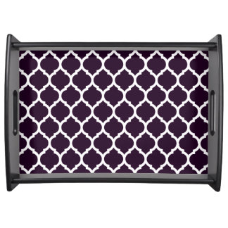 Deep Purple Moroccan Quatrefoil Pattern Serving Tray