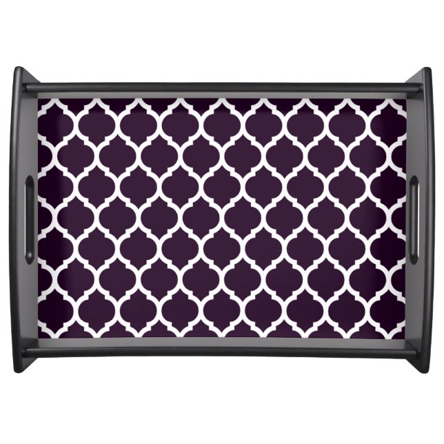 Deep Purple Moroccan Quatrefoil Pattern Serving Tray (Front)