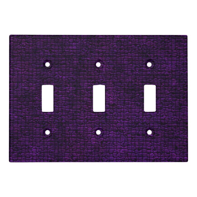 Deep Purple Mosaic Triple Toggle LightSwitch Cover (Front)