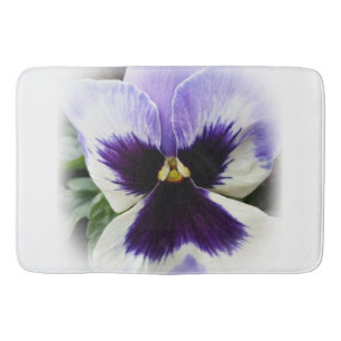 deep purple on white pansy bath mat