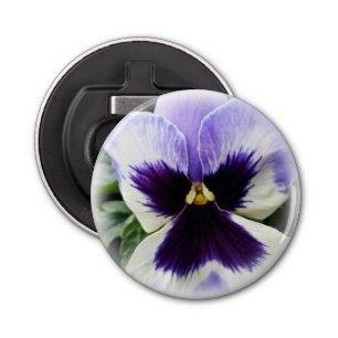 deep purple on white pansy bottle opener