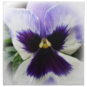 deep purple on white pansy cloth napkin