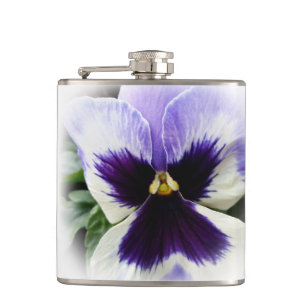 deep purple on white pansy flask