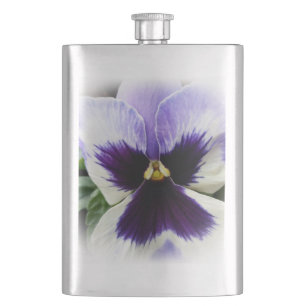 deep purple on white pansy flask